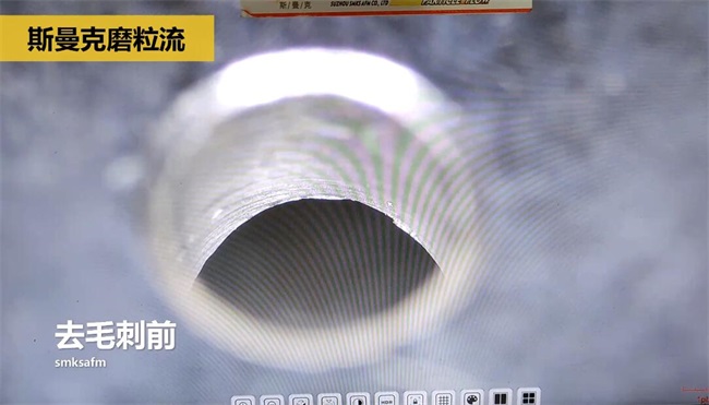 鋁合金<a href='http://www.urintest.net' target='_blank'><u>交叉孔去毛刺</u></a>，<a href='http://www.urintest.net' target='_blank'><u>流體拋光機(jī)</u></a>約20秒一個(gè)